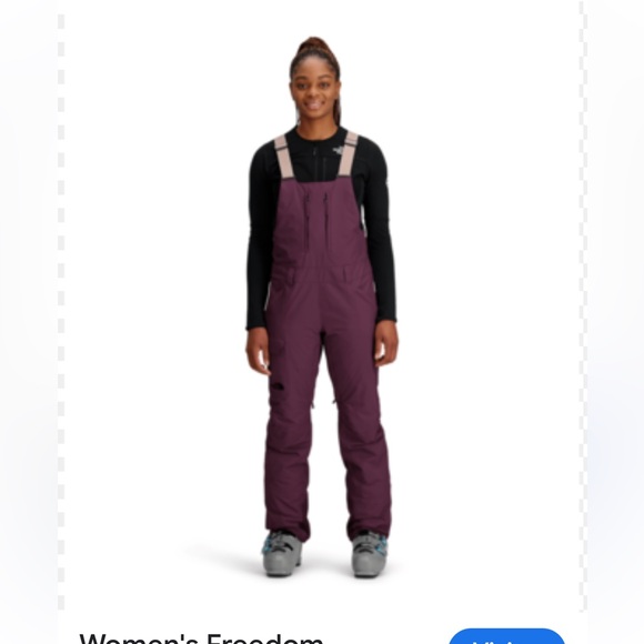 The north face Women’s Freedom Insulated Bibs boysenberry color NWT XS - Picture 2 of 16